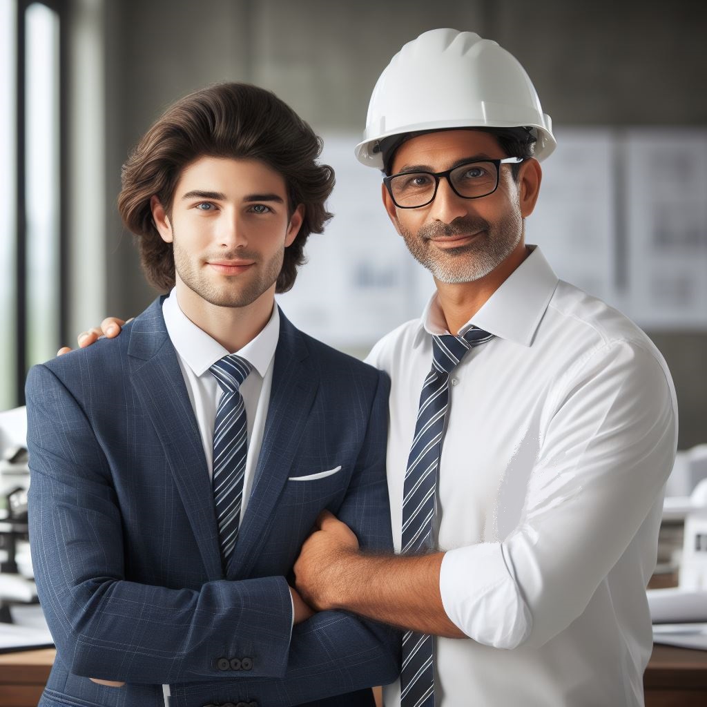 Arquitecto colaborando y respaldando un administrador de fincas